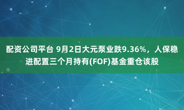 配资公司平台 9月2日大元泵业跌9.36%，人保稳进配置三个月持有(FOF)基金重仓该股