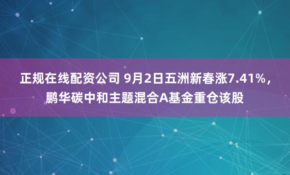 正规在线配资公司 9月2日五洲新春涨7.41%，鹏华碳中和主题混合A基金重仓该股